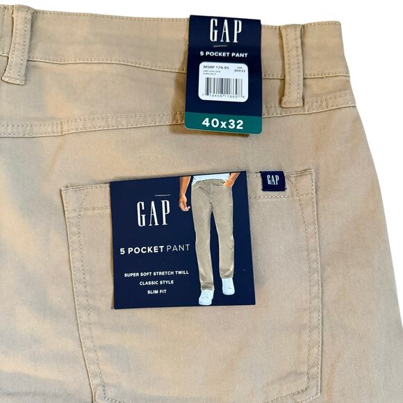 Gap Men’s Five Pocket Pants 40x32 stretch twill classic comfortable, casual 4152 - Picture 3 of 11